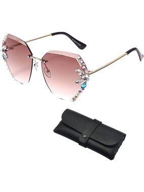 Women's Sunglasses for Beach Summer with Eyeglass Case Sun Glasses B-Champagne